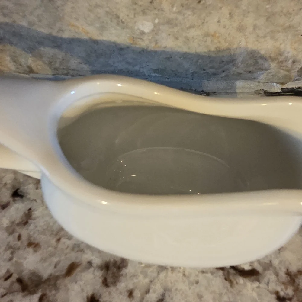 Pier 1 Ceramic Small Individual Size Gravy Boat Creamer White Porcelain 4 oz.